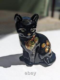 LENOX FENTON SHADOW LITTLE BLACK Kitty CAT Art Glass Made in USA