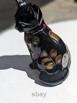 LENOX FENTON SHADOW LITTLE BLACK Kitty CAT Art Glass Made in USA