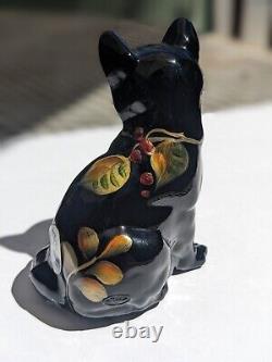 LENOX FENTON SHADOW LITTLE BLACK Kitty CAT Art Glass Made in USA
