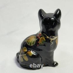 LENOX FENTON SHADOW LITTLE BLACK Kitty CAT Art Glass Made in USA