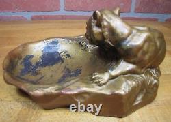 LEOPARD Art Deco Tray Decorative Art Figural Cast Metal Big Cat Tiger Tip Card