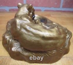 LEOPARD Art Deco Tray Decorative Art Figural Cast Metal Big Cat Tiger Tip Card