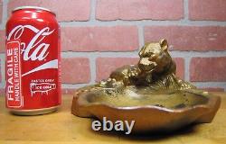 LEOPARD Art Deco Tray Decorative Art Figural Cast Metal Big Cat Tiger Tip Card