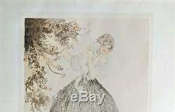 LOUIS ICART (1888-1950) Signed Aquatint Etching LADY WITH CAT 20TH CENTURY