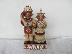 LOVELYJim Shore Tribal Tails Indian Cat Couple Thanksgiving #4022908