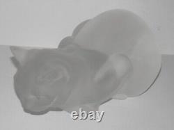 Lalique 9 Long Frosted Crystal Glass Cat Chat Couche #11602 Exc! Buy It Now