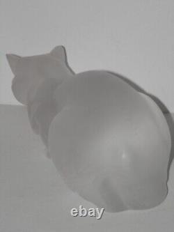 Lalique 9 Long Frosted Crystal Glass Cat Chat Couche #11602 Exc! Buy It Now