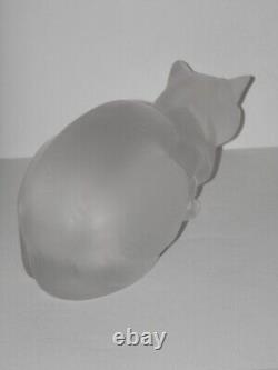 Lalique 9 Long Frosted Crystal Glass Cat Chat Couche #11602 Exc! Buy It Now