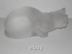 Lalique 9 Long Frosted Crystal Glass Cat Chat Couche #11602 Exc! Buy It Now