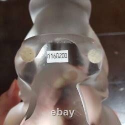 Lalique 9 Long Frosted Crystal Glass Cat Chat Couche #11602 Small Chip On Ear