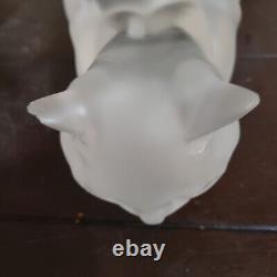 Lalique 9 Long Frosted Crystal Glass Cat Chat Couche #11602 Small Chip On Ear