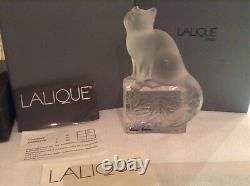 Lalique Cat Figurine On Clear Frosted Base Signed Made In France New