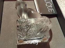 Lalique Cat Figurine On Clear Frosted Base Signed Made In France New