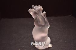 Lalique Crystal Cat Kitten Laughing Playing Frosted Figurine Sculpture 1217200