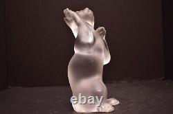 Lalique Crystal Cat Kitten Laughing Playing Frosted Figurine Sculpture 1217200