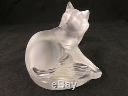 Lalique France Crystal Art Frosted Heggie Cat lying down