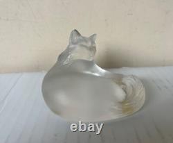 Lalique France Original'Heggie' Cat Glass Sculpture, c 1980. Signed