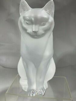 Lalique French Art Deco Frosted Crystal Glass Two Kitty Cats Figurines