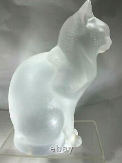 Lalique French Art Deco Frosted Crystal Glass Two Kitty Cats Figurines