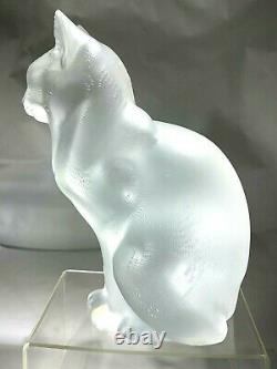 Lalique French Art Deco Frosted Crystal Glass Two Kitty Cats Figurines