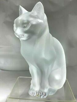 Lalique French Art Deco Frosted Crystal Glass Two Kitty Cats Figurines