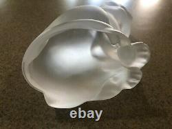 Lalique Frosted Art Glass Chat Assis Seated Cat Heavy Crystal Figure