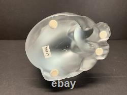 Lalique Frosted Art Glass Chat Assis Seated Cat Heavy Crystal Figure 7 LBS