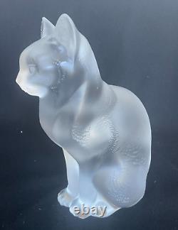 Lalique Frosted Crystal Chat Assis Sitting Cat Figurine