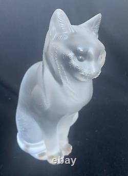 Lalique Frosted Crystal Chat Assis Sitting Cat Figurine