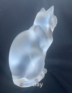 Lalique Frosted Crystal Chat Assis Sitting Cat Figurine