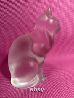 Lalique Frosted Crystal Chat Assis Sitting Cat Figurine vintage