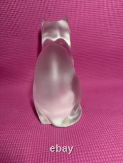 Lalique Frosted Crystal Chat Assis Sitting Cat Figurine vintage