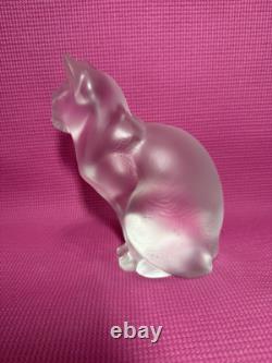 Lalique Frosted Crystal Chat Assis Sitting Cat Figurine vintage