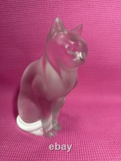 Lalique Frosted Crystal Chat Assis Sitting Cat Figurine vintage