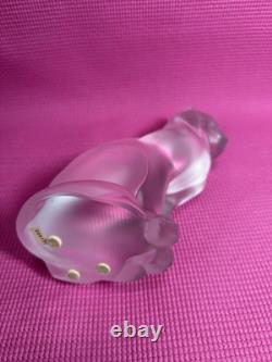 Lalique Frosted Crystal Chat Assis Sitting Cat Figurine vintage
