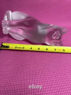 Lalique Frosted Crystal Chat Assis Sitting Cat Figurine vintage