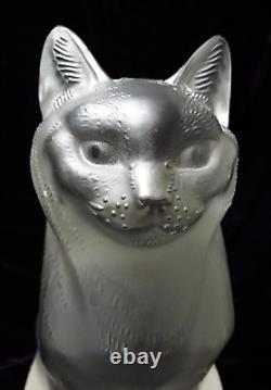 Lalique Frosted Crystal Sitting Cat Abused Missing Toes But Elegant As-Is 6.25Lb