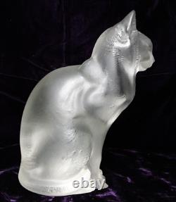 Lalique Frosted Crystal Sitting Cat Abused Missing Toes But Elegant As-Is 6.25Lb
