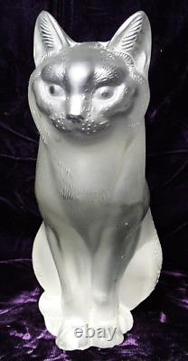 Lalique Frosted Crystal Sitting Cat Abused Missing Toes But Elegant As-Is 6.25Lb