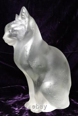 Lalique Frosted Crystal Sitting Cat Abused Missing Toes But Elegant As-Is 6.25Lb