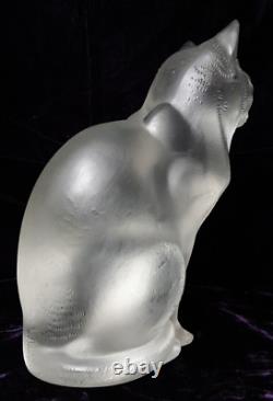 Lalique Frosted Crystal Sitting Cat Abused Missing Toes But Elegant As-Is 6.25Lb