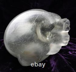 Lalique Frosted Crystal Sitting Cat Abused Missing Toes But Elegant As-Is 6.25Lb