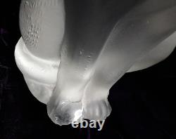 Lalique Frosted Crystal Sitting Cat Abused Missing Toes But Elegant As-Is 6.25Lb