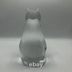 Lalique Frosted Crystal Sitting Cat Cat 8 Figure Vintage With Box