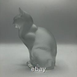 Lalique Frosted Crystal Sitting Cat Cat 8 Figure Vintage With Box