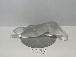 Lalique Zeila Crystal Panther Large Clear & Frosted Crystal Cat Sculpture France