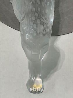 Lalique Zeila Crystal Panther Large Clear & Frosted Crystal Cat Sculpture France