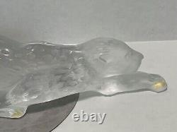 Lalique Zeila Crystal Panther Large Clear & Frosted Crystal Cat Sculpture France
