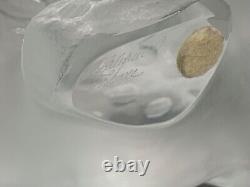 Lalique Zeila Crystal Panther Large Clear & Frosted Crystal Cat Sculpture France
