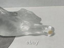 Lalique Zeila Crystal Panther Large Clear & Frosted Crystal Cat Sculpture France